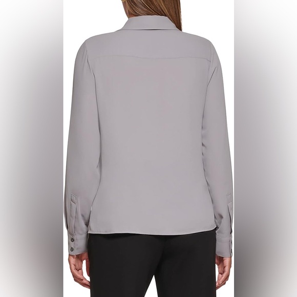 Calvin Klein Ruffled Collar Long Sleeve Blouse Size Large - Picture 3 of 10